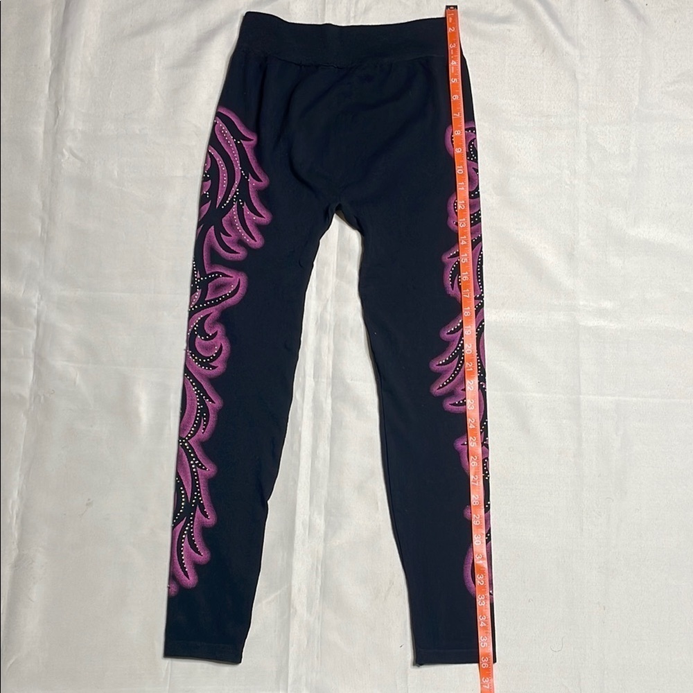 Black and Pink Diamond & Pink Patterned Leggings - Picture 4 of 6